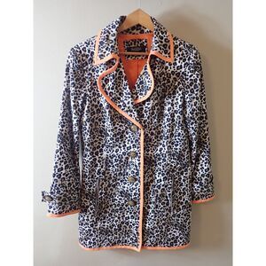 Peck & Peck Collection Lepoard Print Spring Statement Jacket Coat L/XL Bold